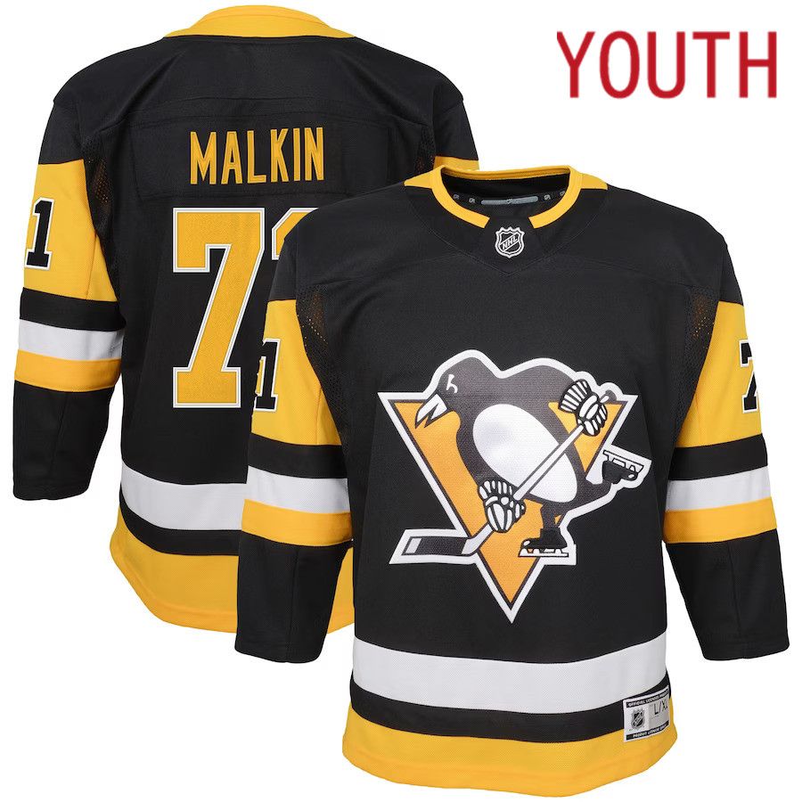 Youth Pittsburgh Penguins #71 Evgeni Malkin Black Home Premier Player NHL Jersey